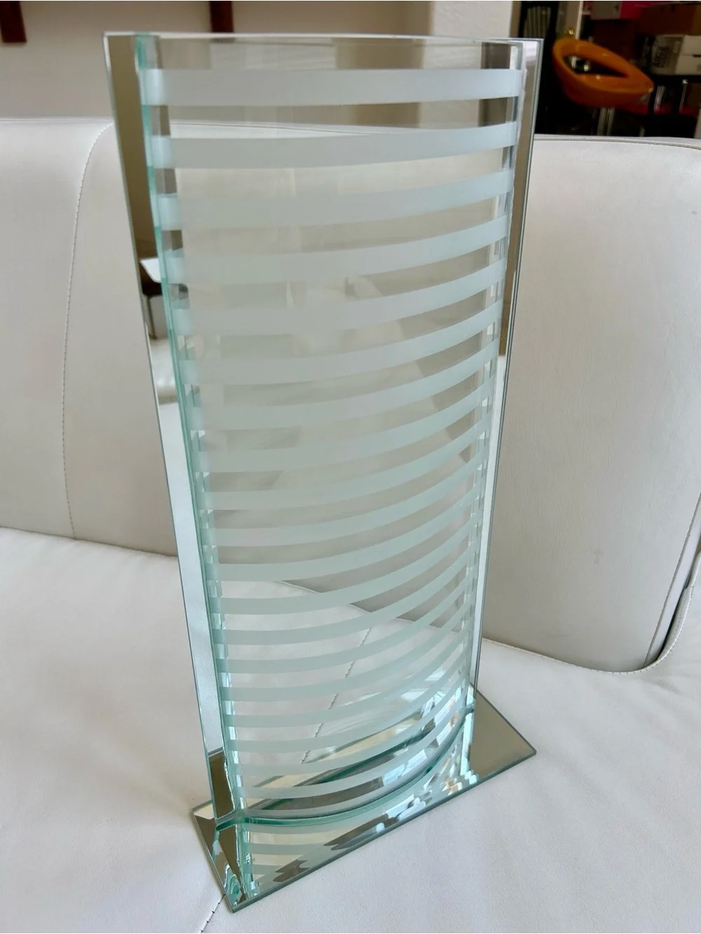 Z Gallerie  Modern Frosted Glass Stripe Vase